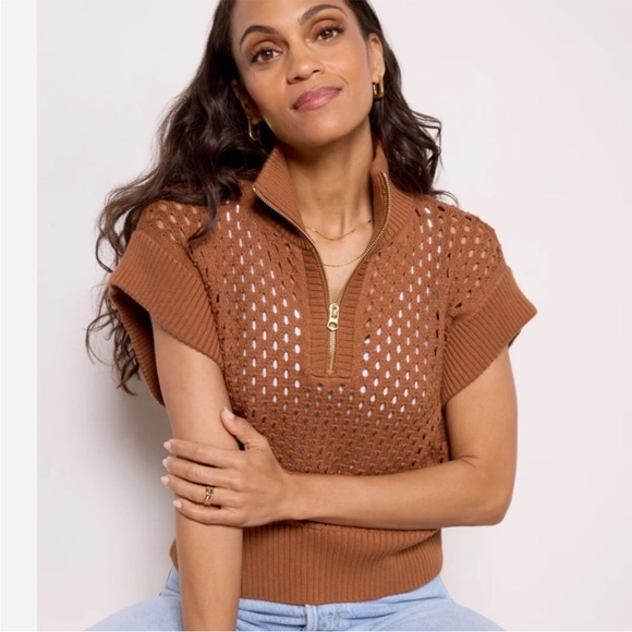 Varley Gaines Half Zip Knit in Rawhide - Picture 2 of 4